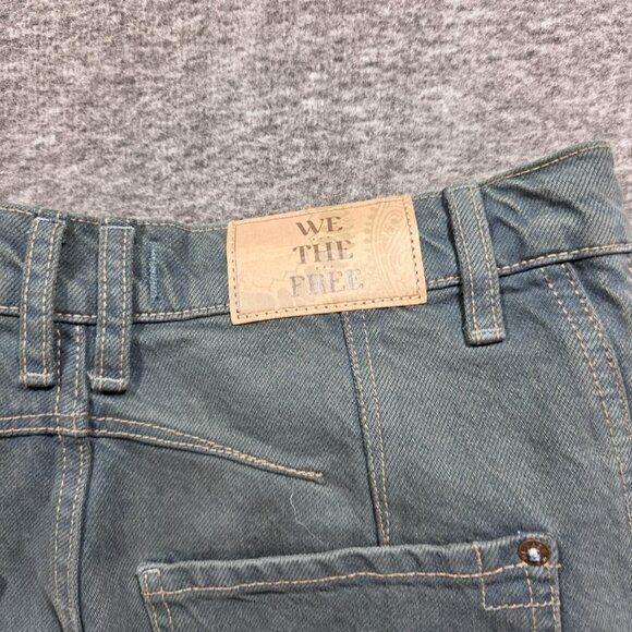 We The Free Jeans Womens 26 Green Good Luck Mid Rise Barrel Button Fly Relaxed - Picture 4 of 11